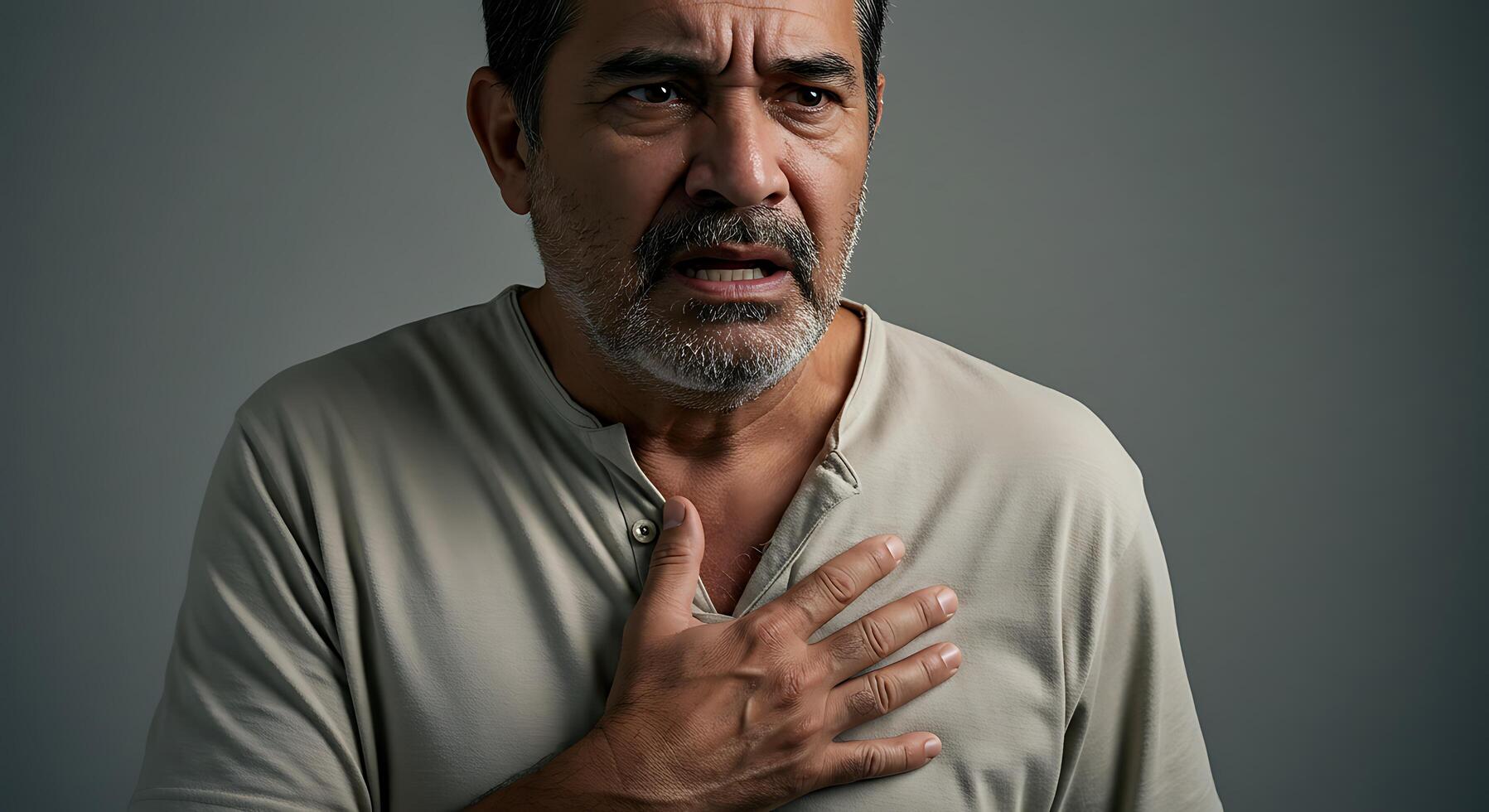 A man with chest pain photo