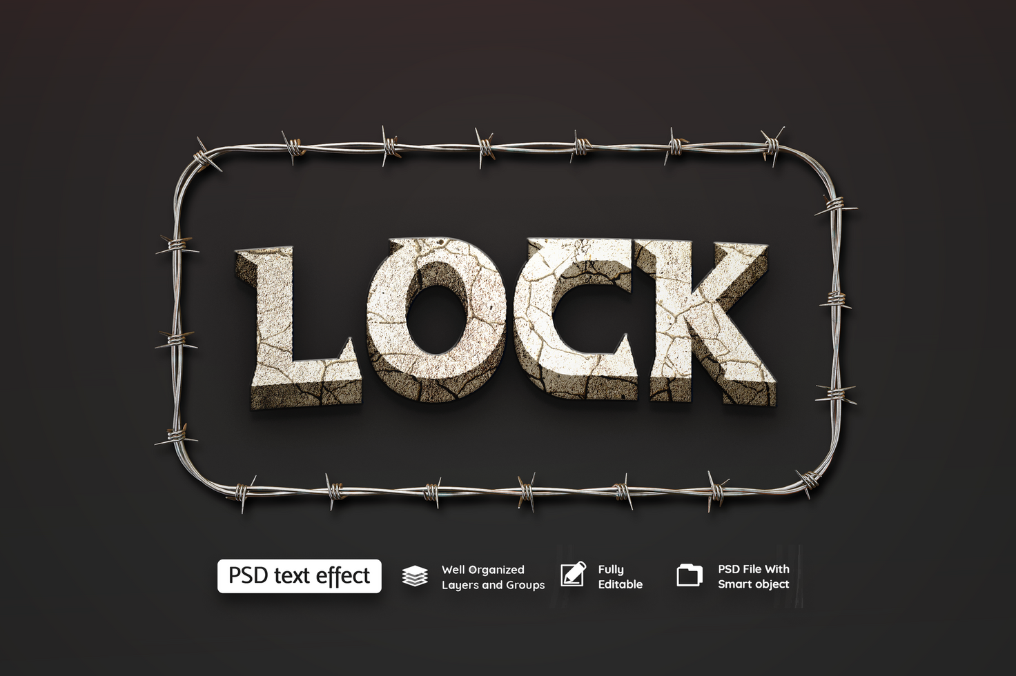 Lock Text Effect psd
