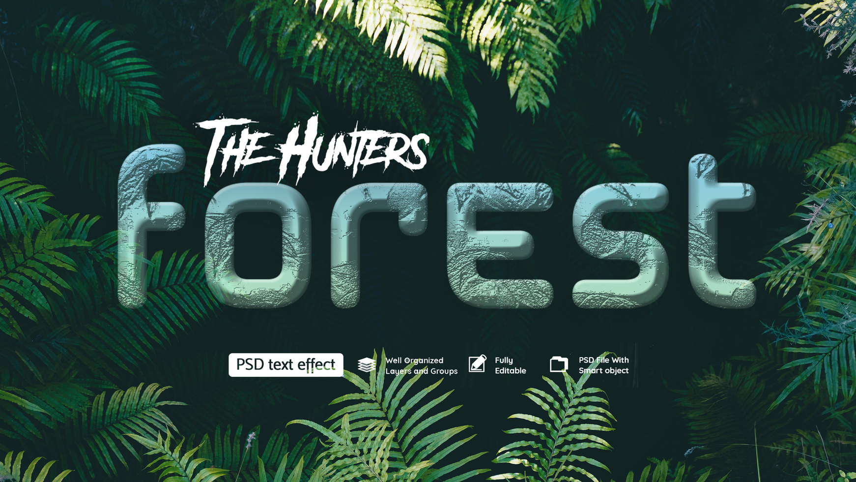 The Hunters Forest Text Effect psd