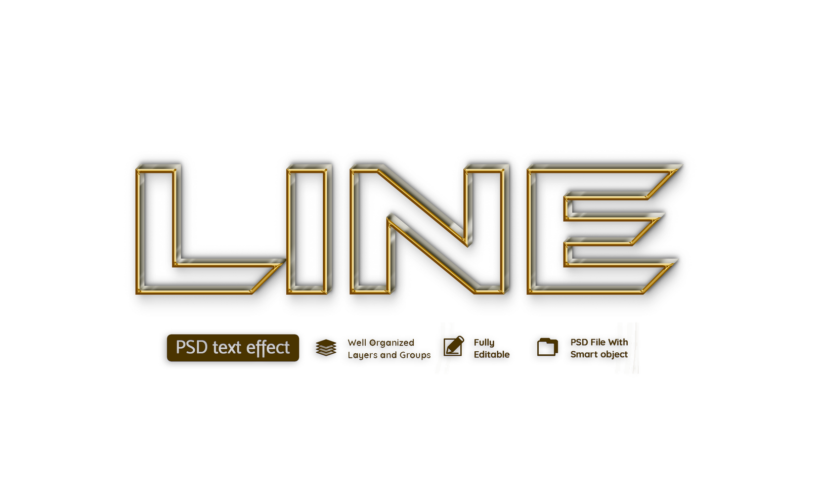 Line Gold Editable Text Effect psd