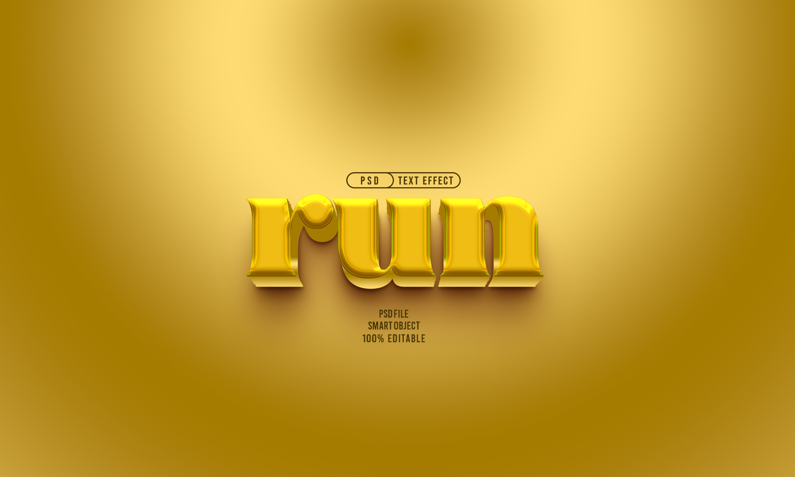 Run Gold Editable Text Effect psd
