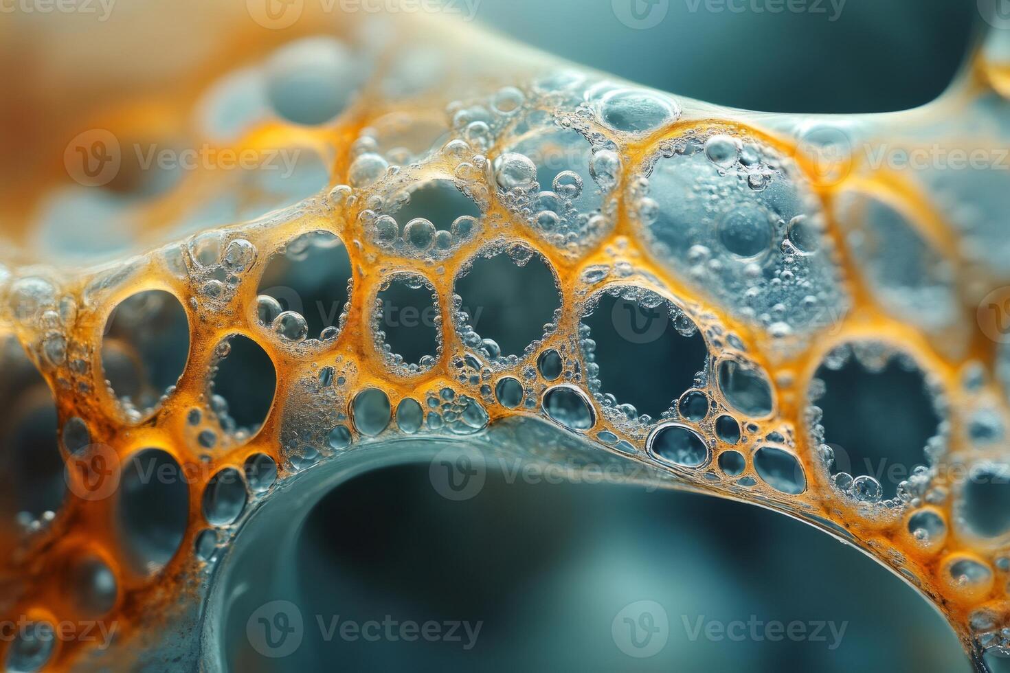 Abstract orange bubbles creating intricate patterns on liquid surface photo
