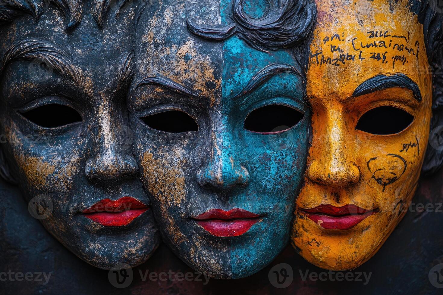 Three venetian masks showing different personalities photo