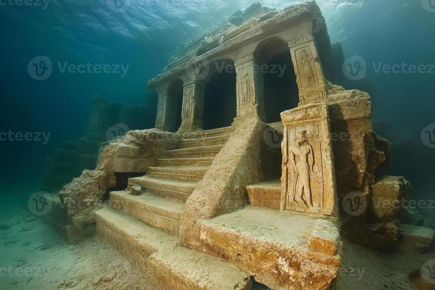 Ancient submerged temple ruins lying on the seabed are revealing their secrets photo