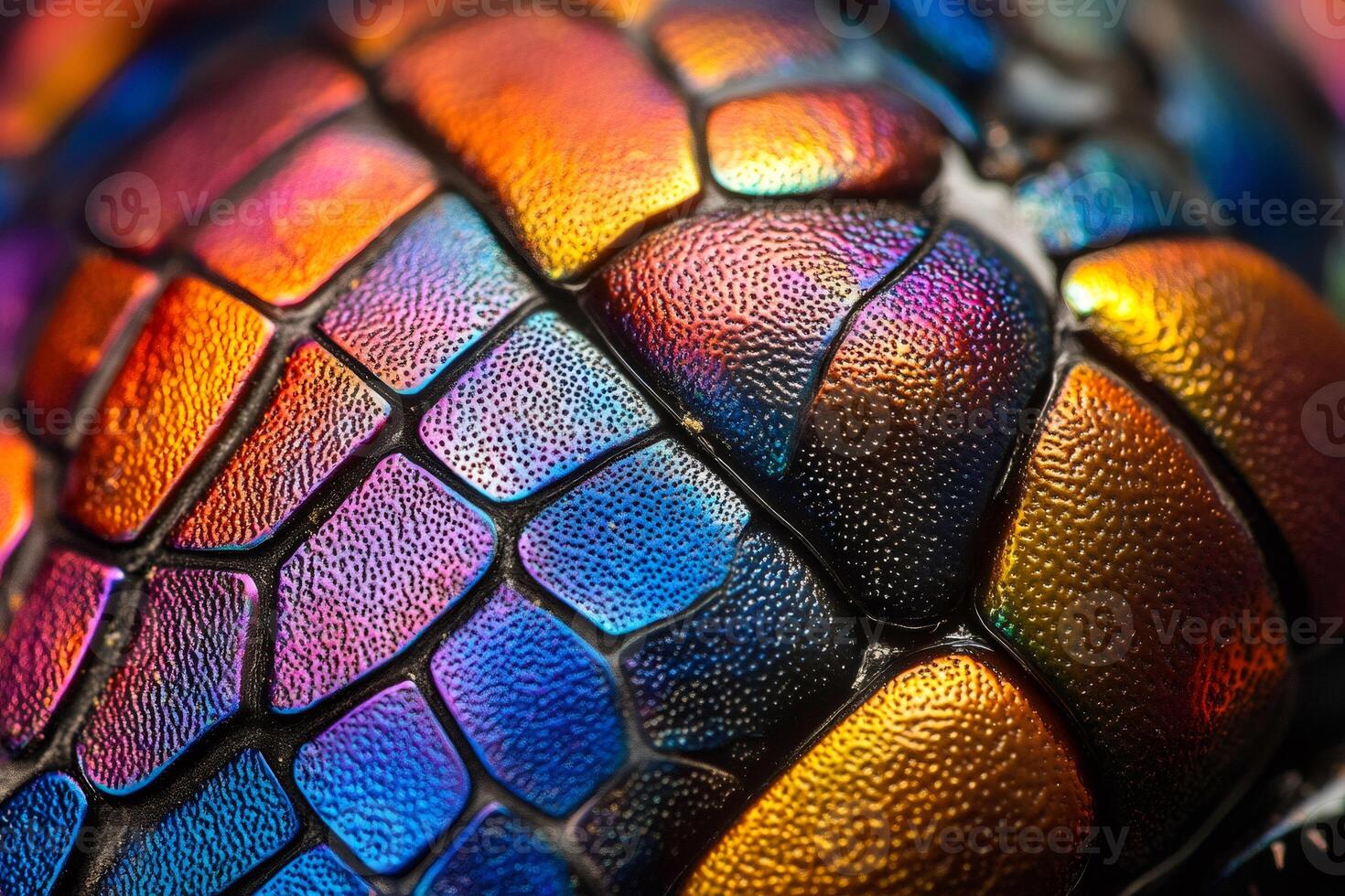 Extreme close-up of colorful jewel beetle carapace showing intricate texture photo