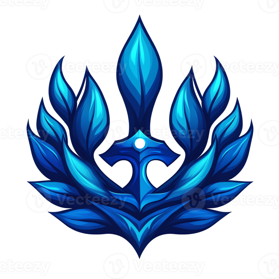 Stunning blue flame emblem logo design on transparent background png