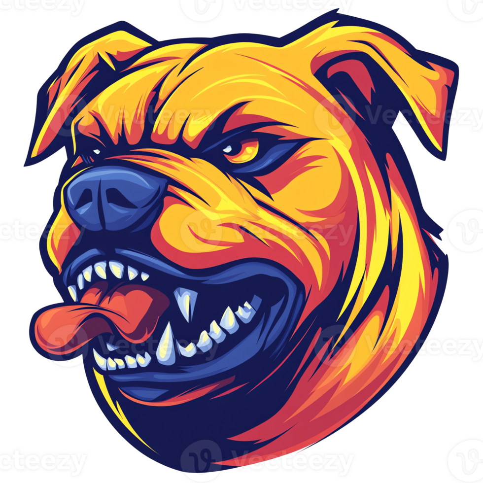 Illustration of Aggressive Dog Head, Angry Canine, Fierce, Growling, Teeth, Tongue, Mascot, Logo, Icon, Animal png