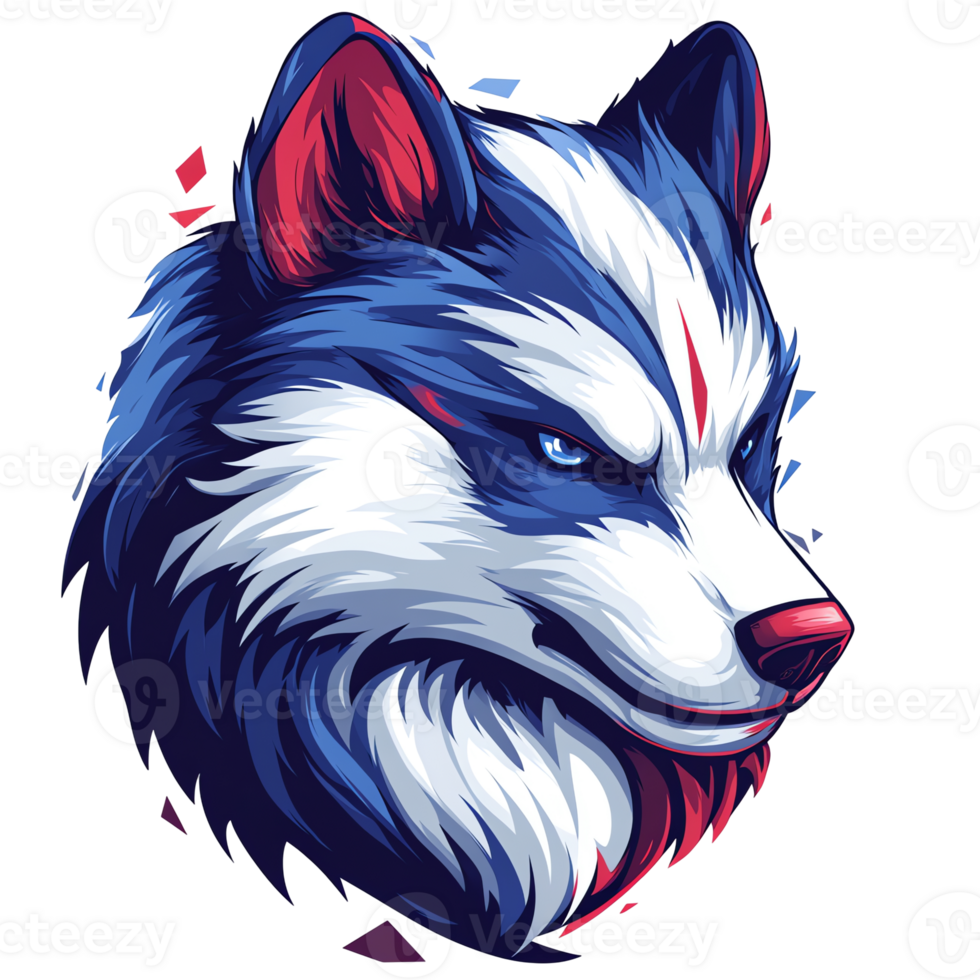 Illustration - Majestic Blue Wolf, Wildlife Art, Canine Portrait png