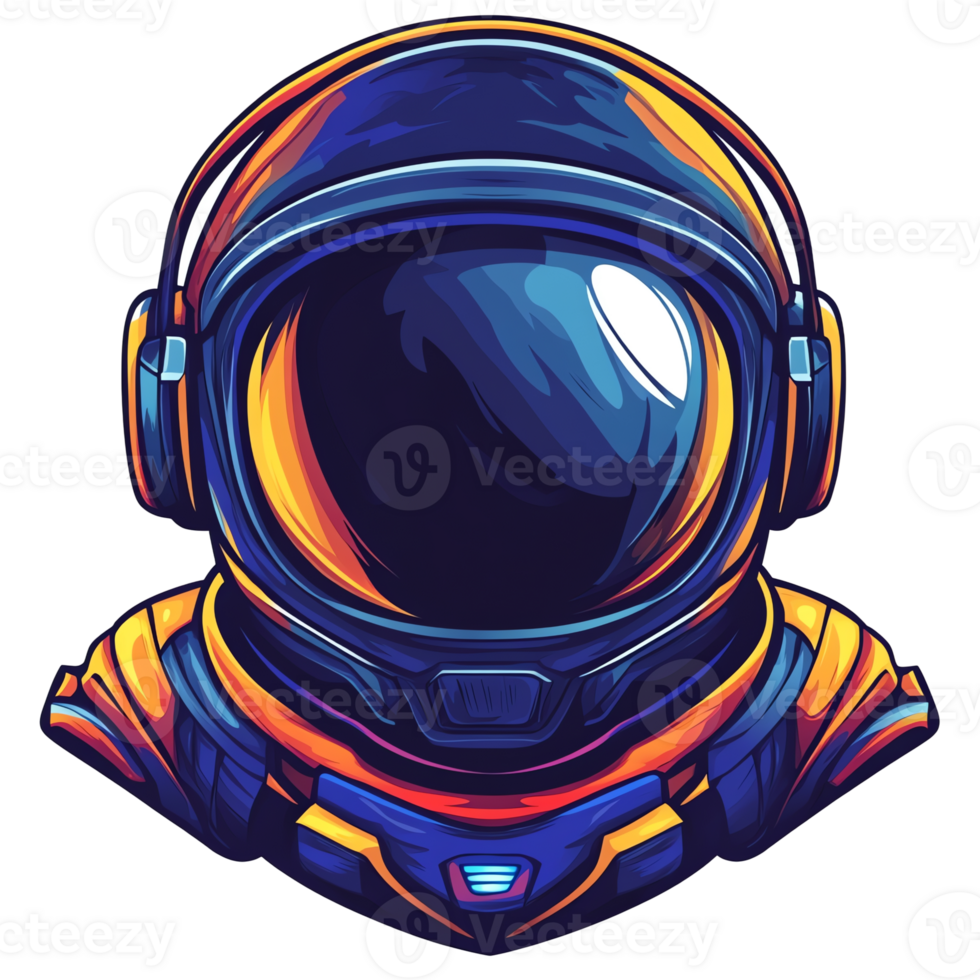 Vibrant astronaut helmet illustration on transparent background for design projects png