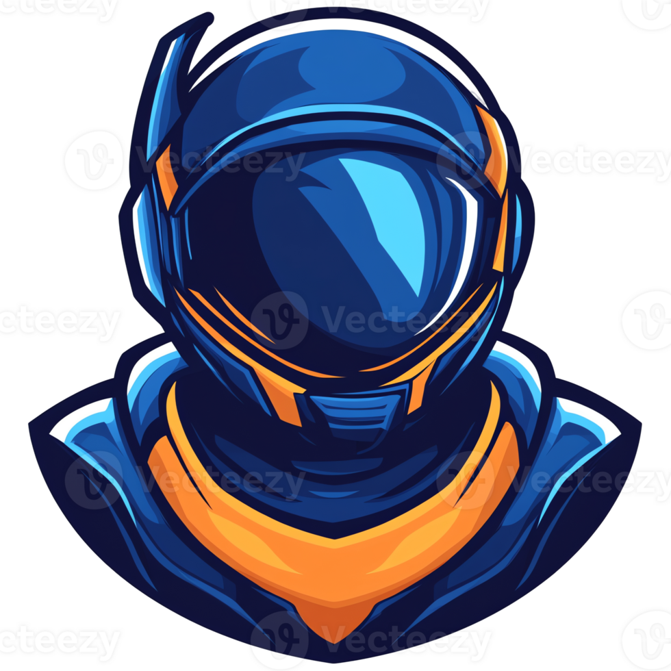 Detailed art of an astronaut helmet with orange visor on transparent background png