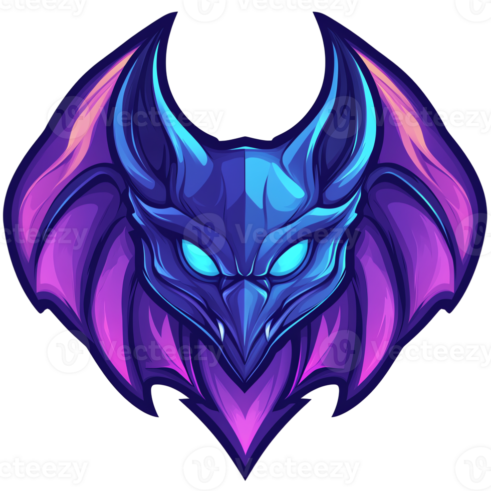 Illustration - Mythical Creature with Glowing Eyes and Purple Wings png