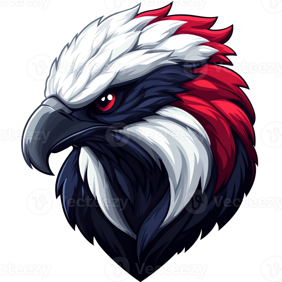 Majestic eagle head with red and white accents on transparent background a powerful symbol of freedom and power png