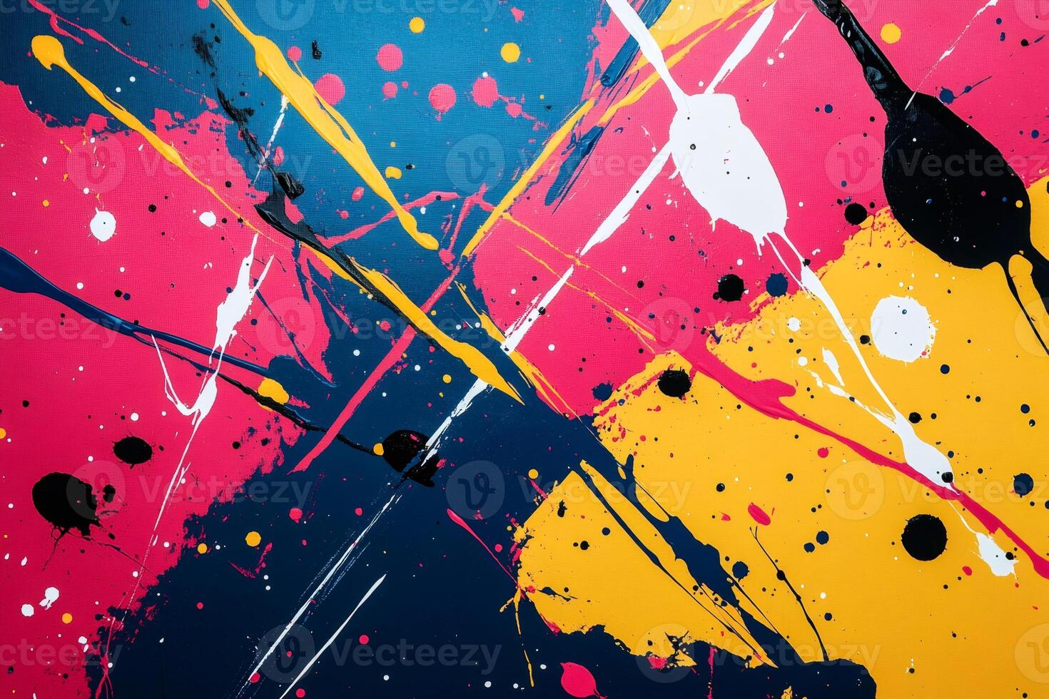 Colorful splashes creating abstract art on canvas photo