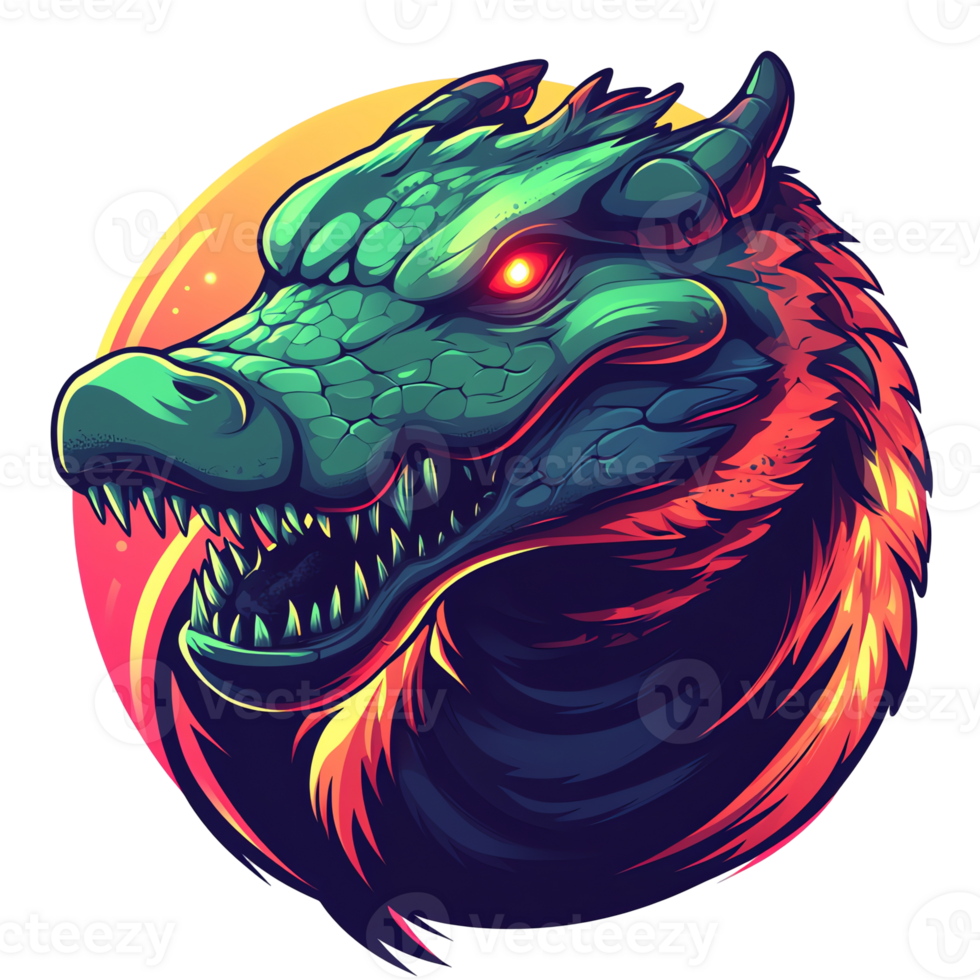 Illustration of Mythical Dragon Head, Fantasy Art png