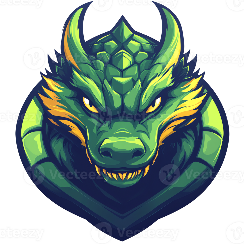 Illustration - Green Dragon Head, Fierce, Mythical Creature png
