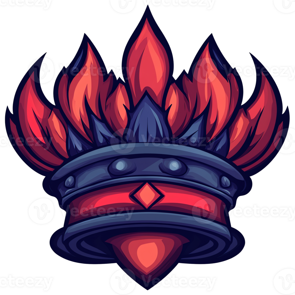 Fiery crown emblem a regal design on transparent background for branding and identity png