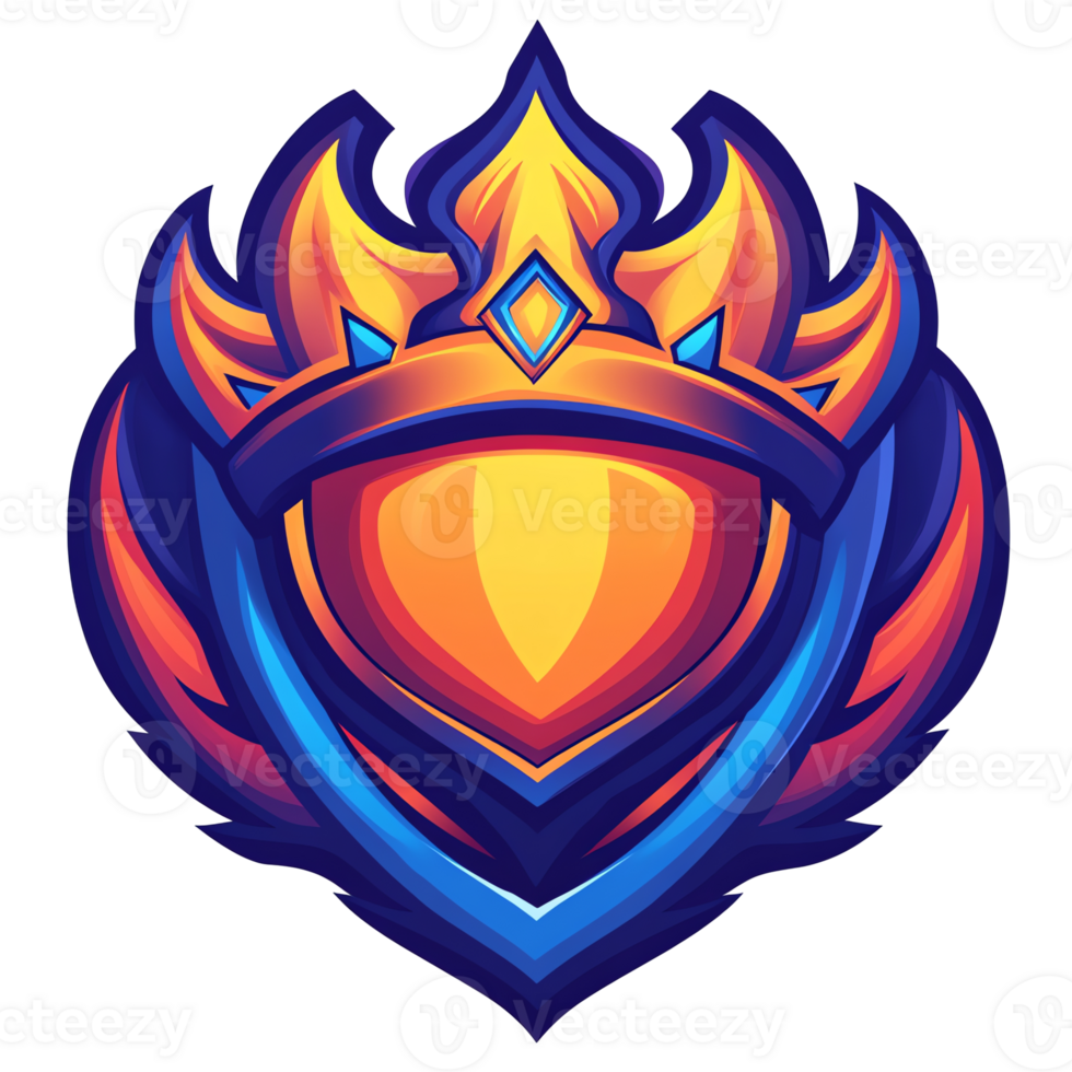 Fiery Crown and Shield Emblem png