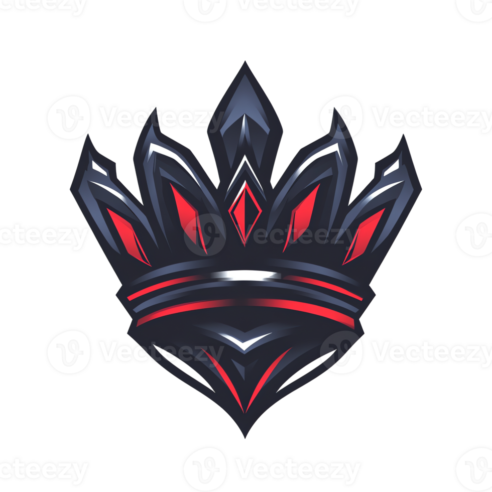 Dark grey and red crown floating on transparent background royal symbol of power and authority png