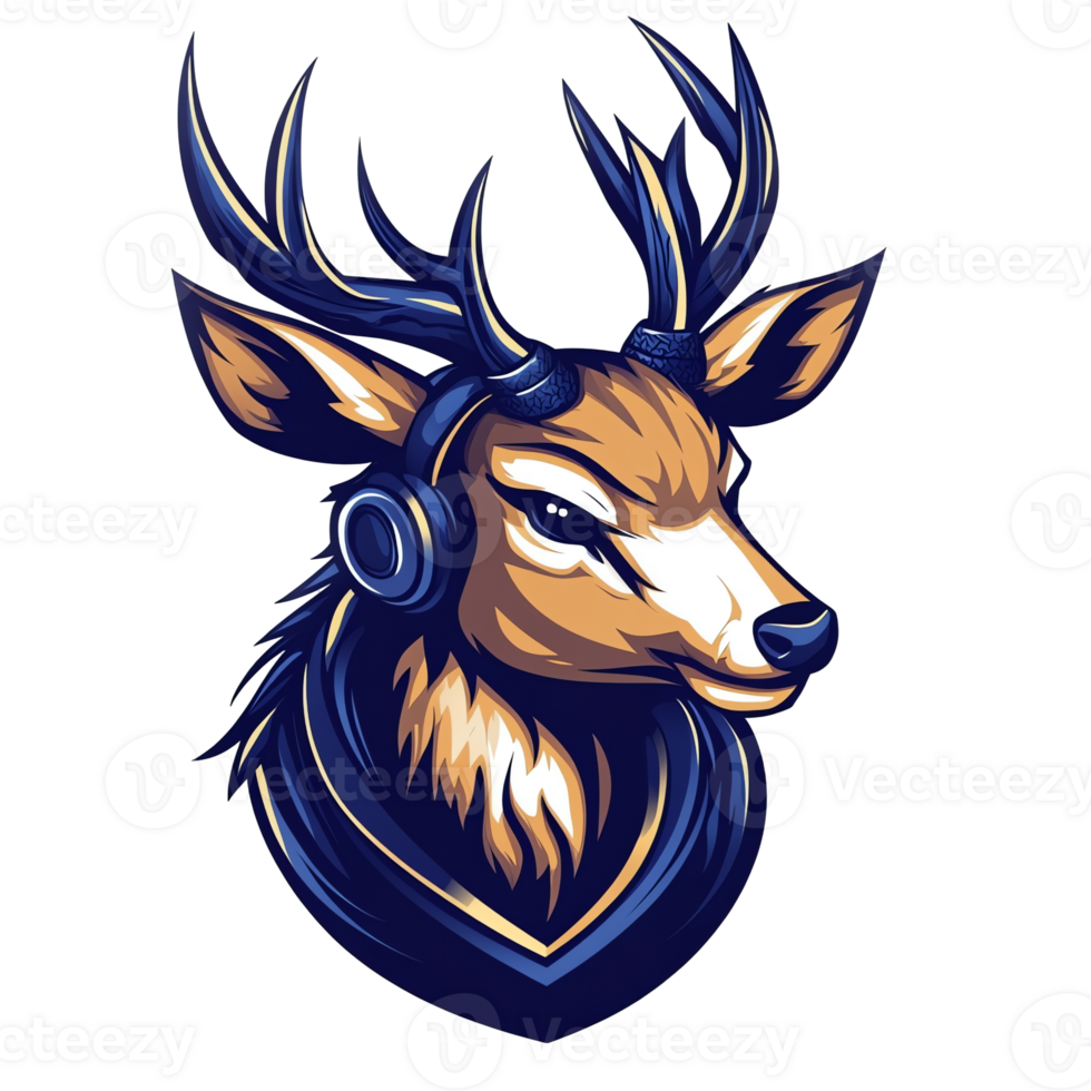 Cool Deer with Headphones and Blue Scarf png