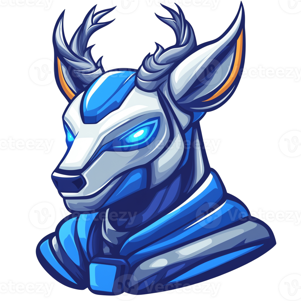 Illustration of Futuristic Blue and White Robotic Deer png
