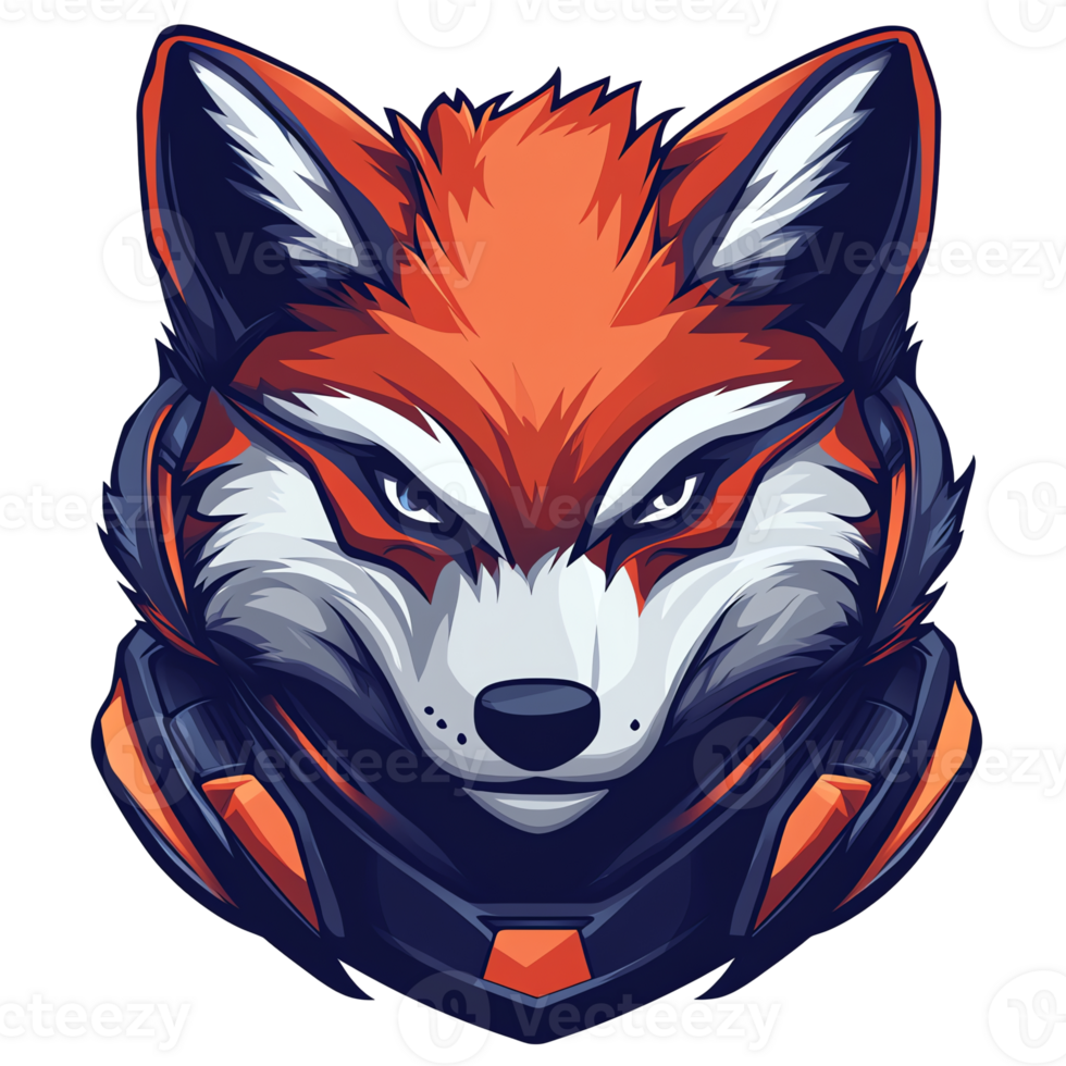 Fierce futuristic fox avatar a powerful mascot logo design with transparent background png