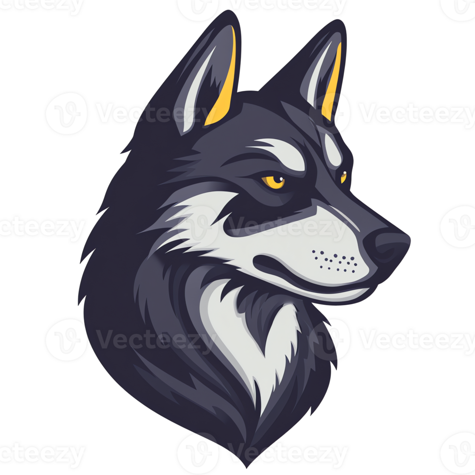 Fierce wolf head illustration on transparent background for logos designs and more png