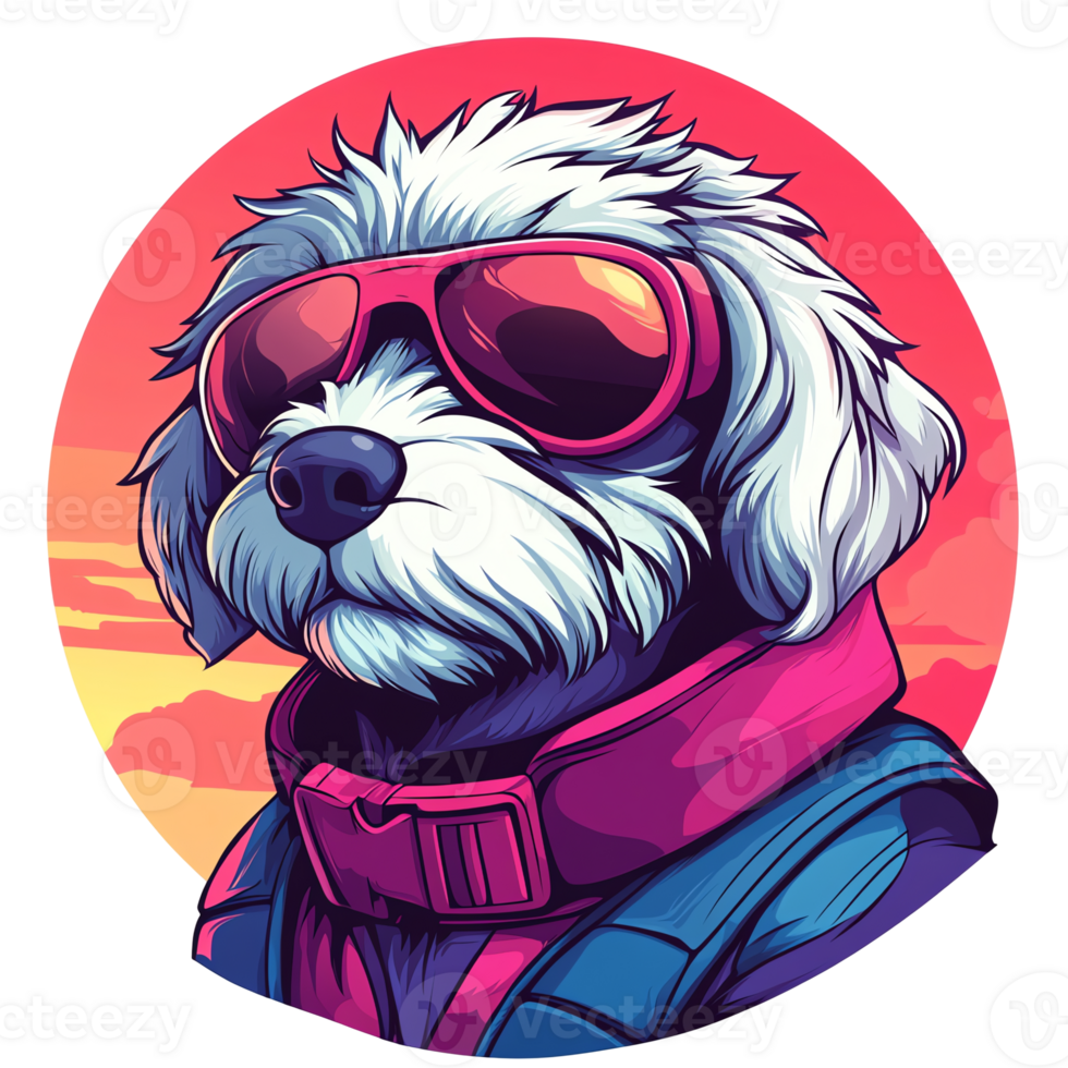 Illustration of Cool Dog with Sunglasses, Fur, and Jacket png