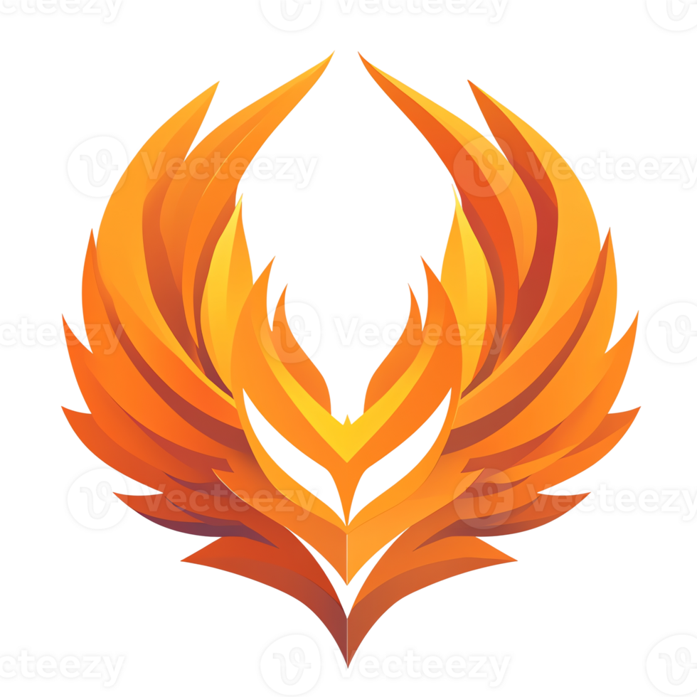 Fiery phoenix wings logo a majestic symbol of rebirth and power on transparent background png