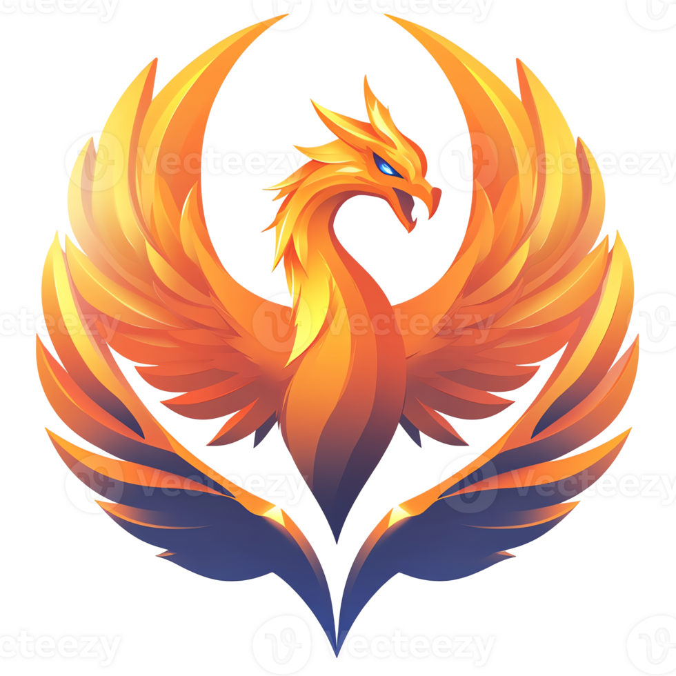 Majestic phoenix bird with fiery wings on transparent background for versatile design applications png