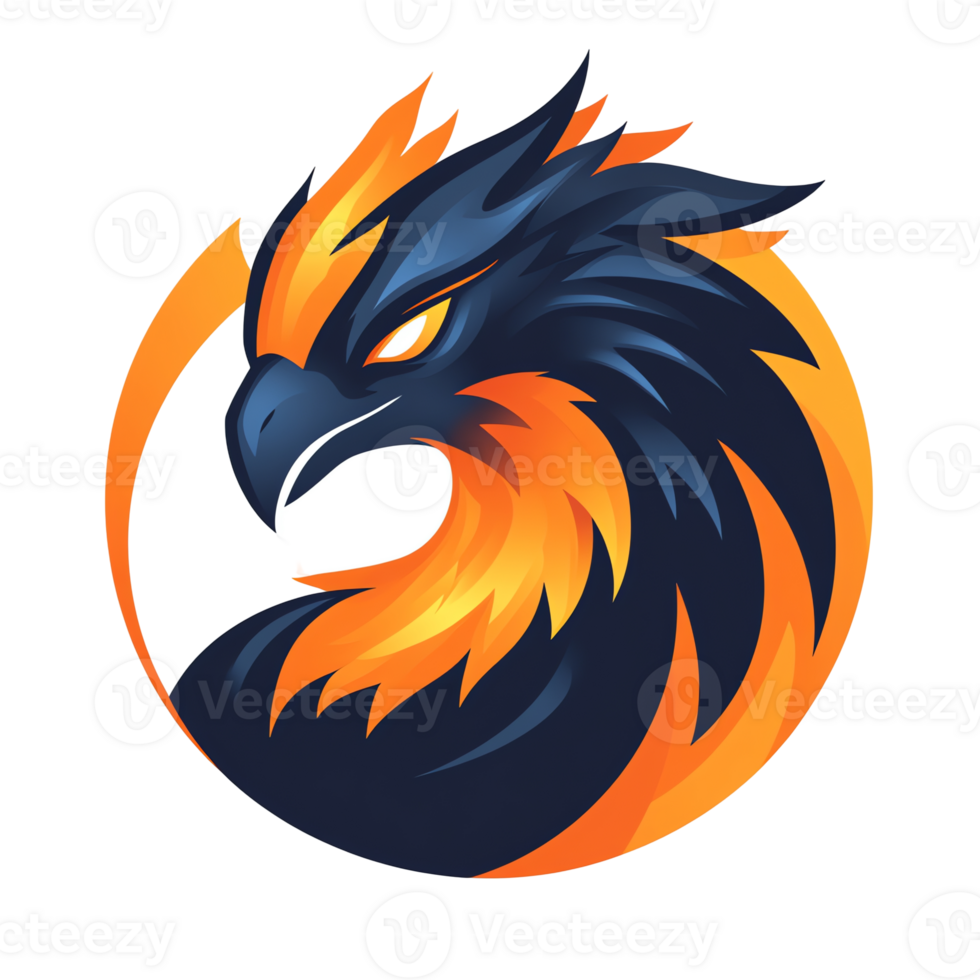 Fiery phoenix logo design on transparent background a majestic symbol of power and rebirth png