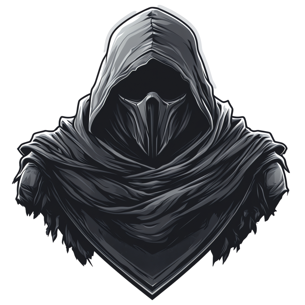 Dark hooded figure with mask on transparent background a mysterious and ominous character png