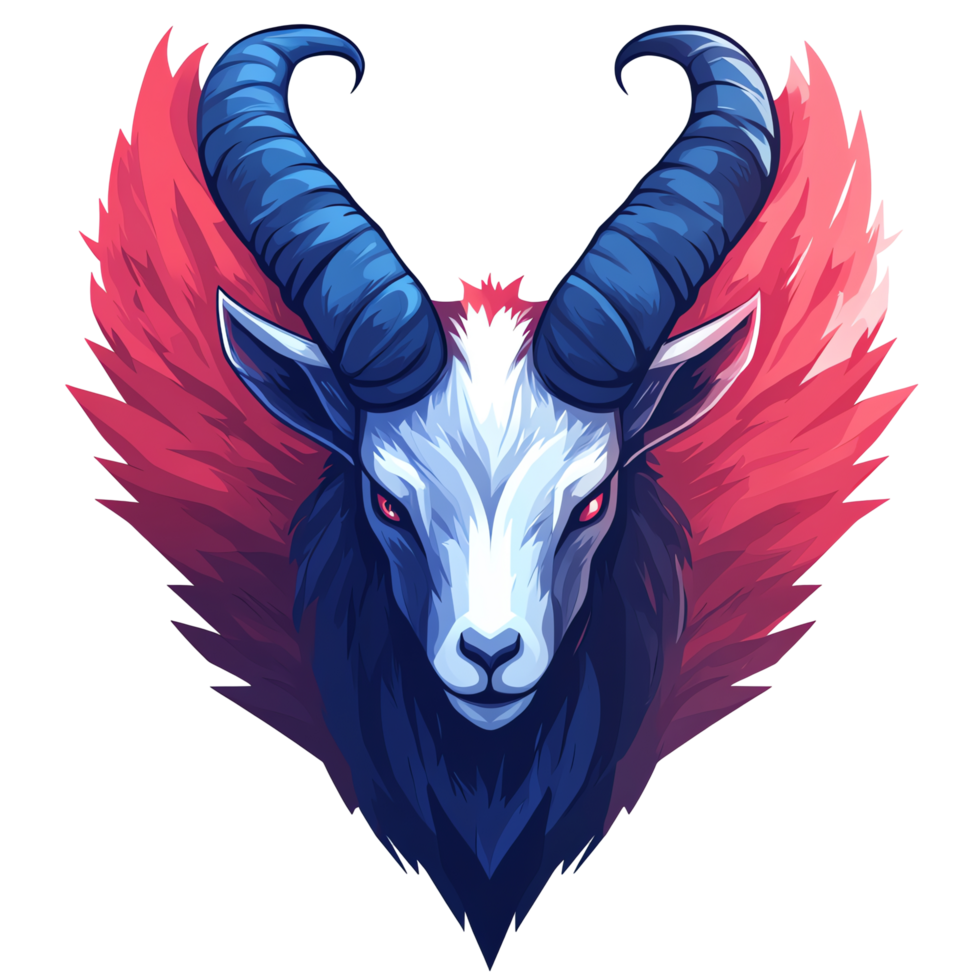 Majestic white goat with energy aura on transparent background a powerful and mystical animal illustration png