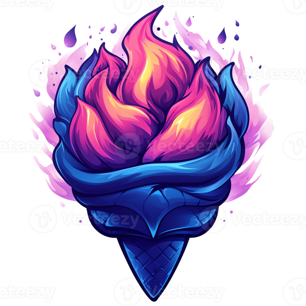 Stunning purple and blue flame illustration on transparent background for fantasy designs and digital art projects png