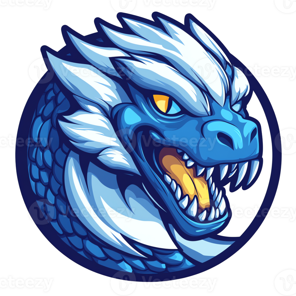 Detailed blue and white dragon head breathing fire transparent background ideal for fantasy themed projects png