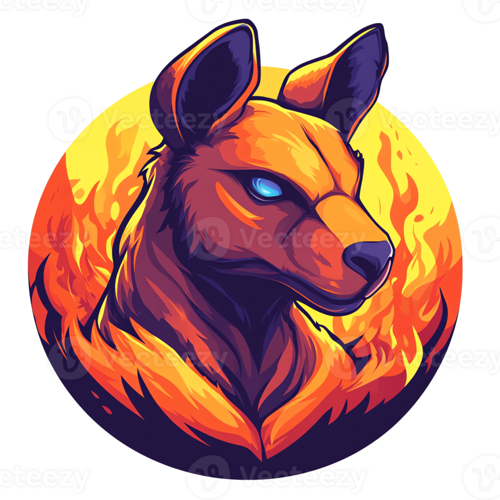 Stylized fire wolf emblem with transparent background for graphic design projects and branding png