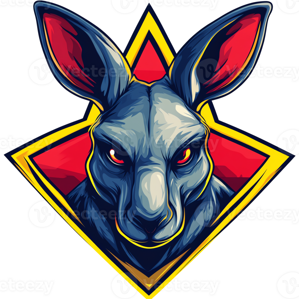 Fierce blue kangaroo logo design on transparent background a powerful mascot for your brand png