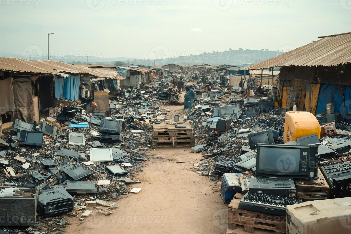 Electronic waste polluting the environment in agbogbloshie, ghana photo