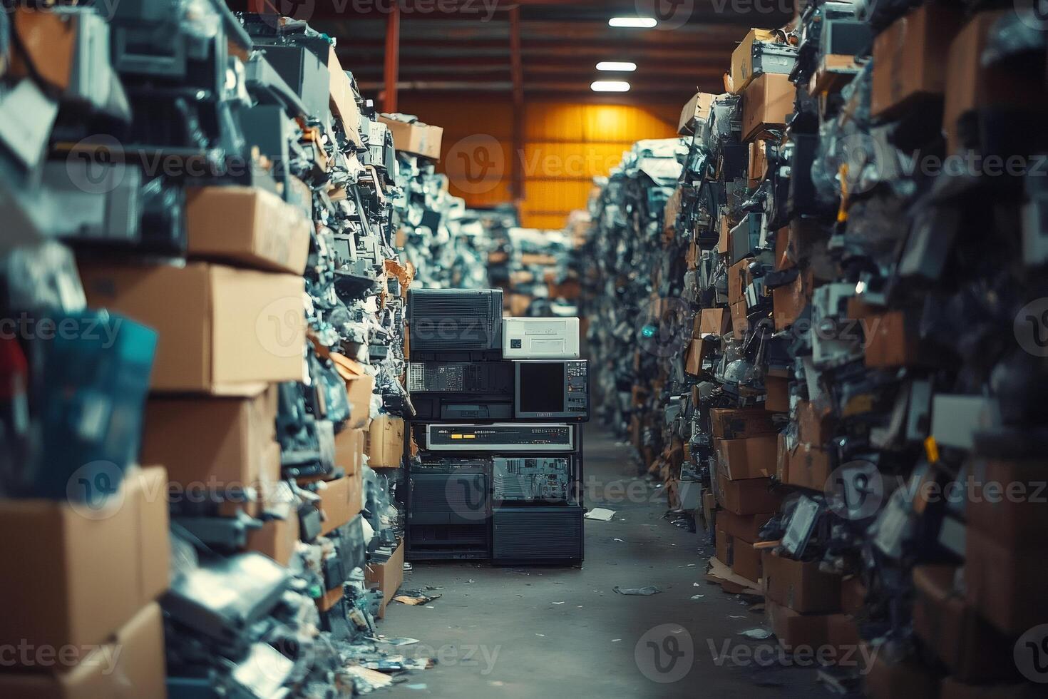 Warehouse storing discarded electronic devices for recycling photo