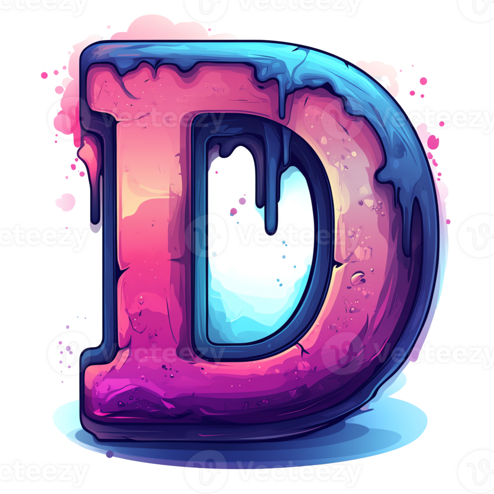 Playful dripping 3 d letter d on transparent background a vibrant alphabet design element png