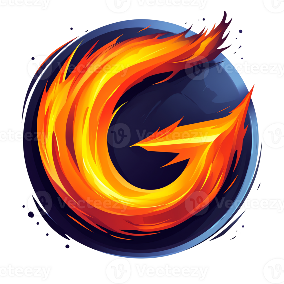 Dynamic flaming letter g logo design on transparent background a modern and energetic visual identity png