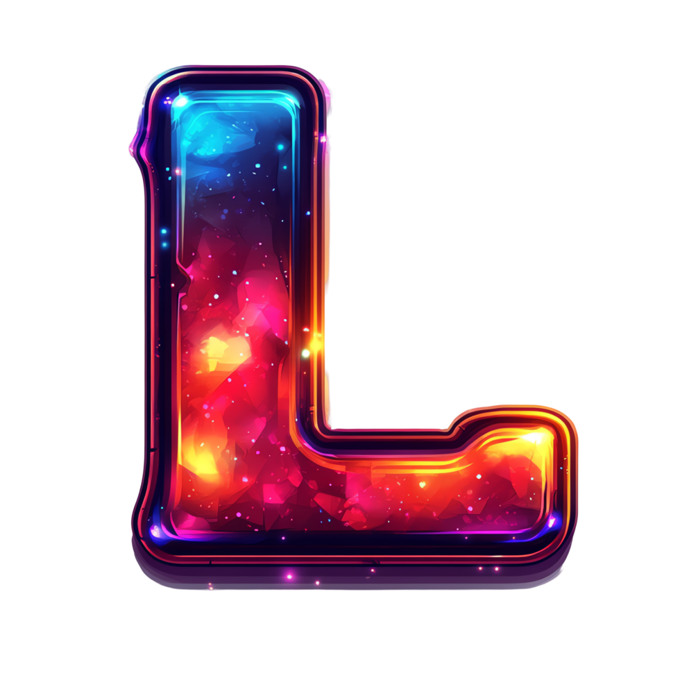 Cosmic letter l vibrant galaxy alphabet on transparent background png