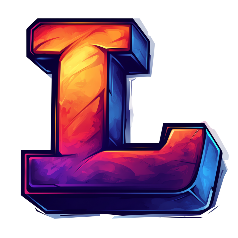 Stylized metallic letter l logo with gradient colors on transparent background png