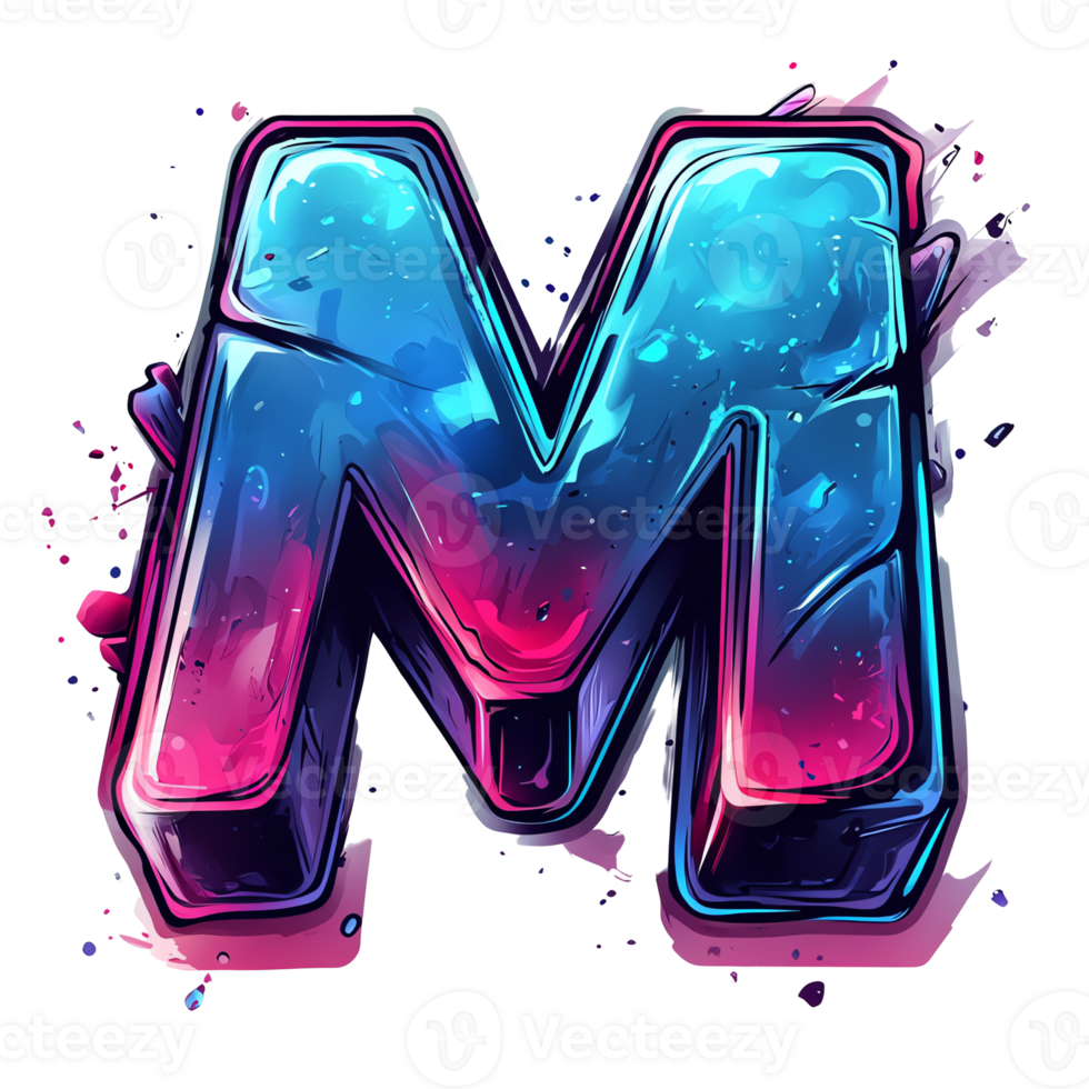 Vibrant and stylish 3 d letter m graphic design with transparent background png