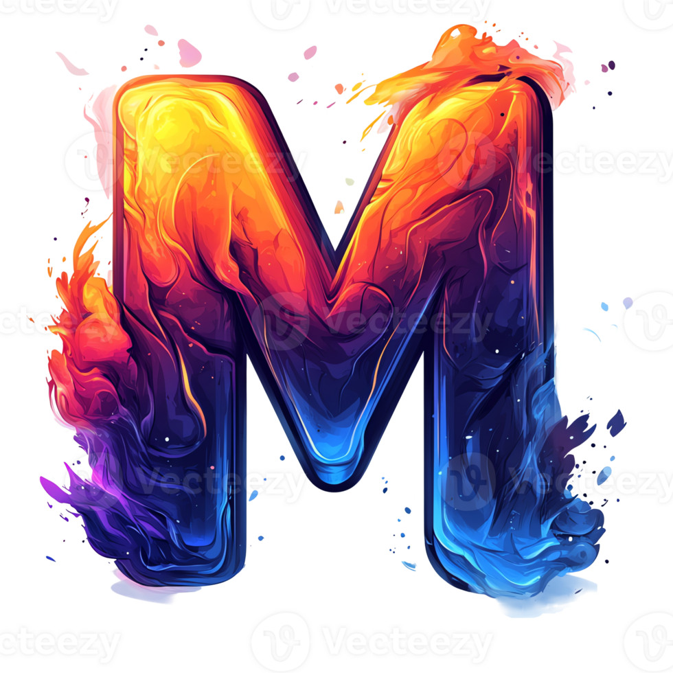 Fiery letter m logo design with transparent background vibrant gradients and modern aesthetic perfect for branding png