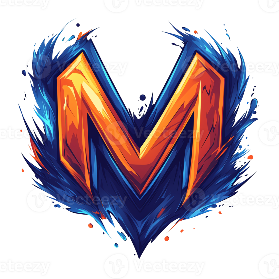 Fiery letter m logo a powerful and stylish design on transparent background png