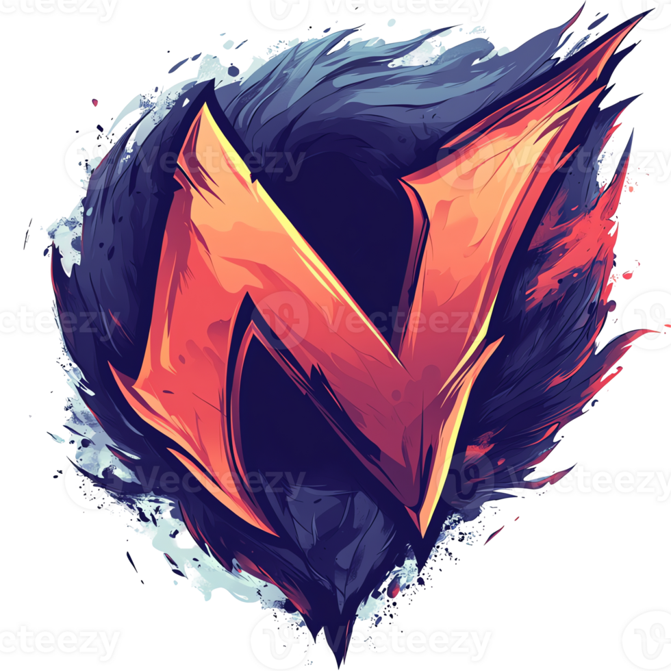 Fiery stylized uppercase n letter logo on transparent background a bold and dynamic design for modern brands png