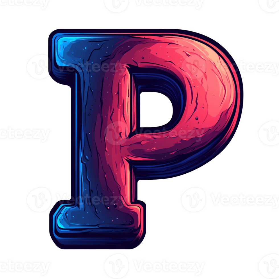 Illustration - Vibrant 3D Letter P Graphic, Blue and Red png