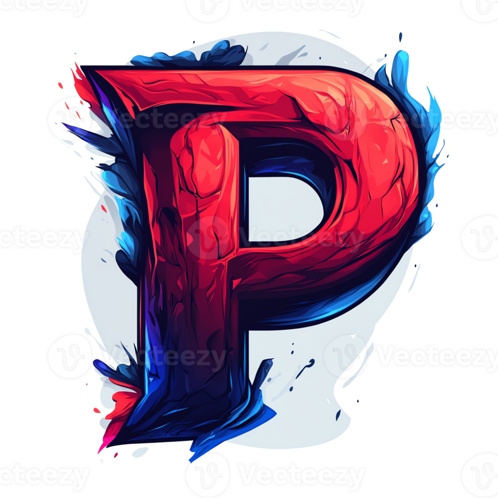 Red and Blue Abstract Letter P Design png