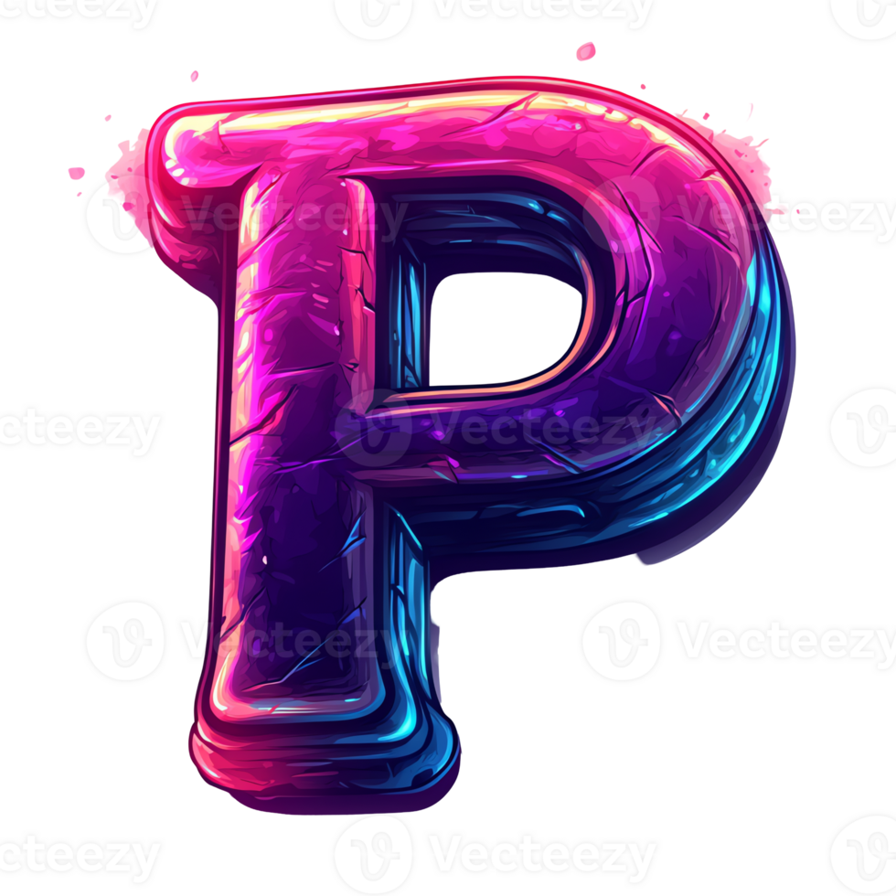 Illustration - Vibrant 3D Letter P with Glossy Purple and Blue Finish png