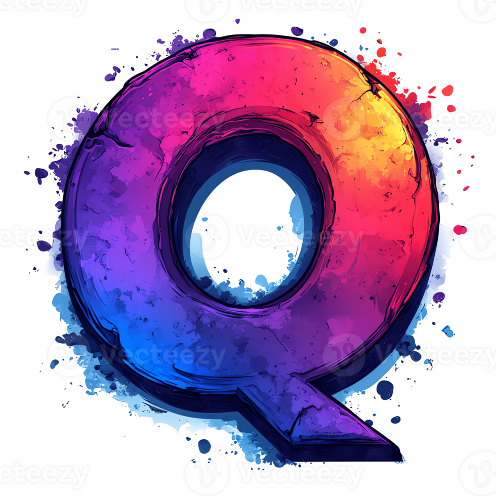 Vibrant Letter Q Colorful, Abstract, Gradient, Design png